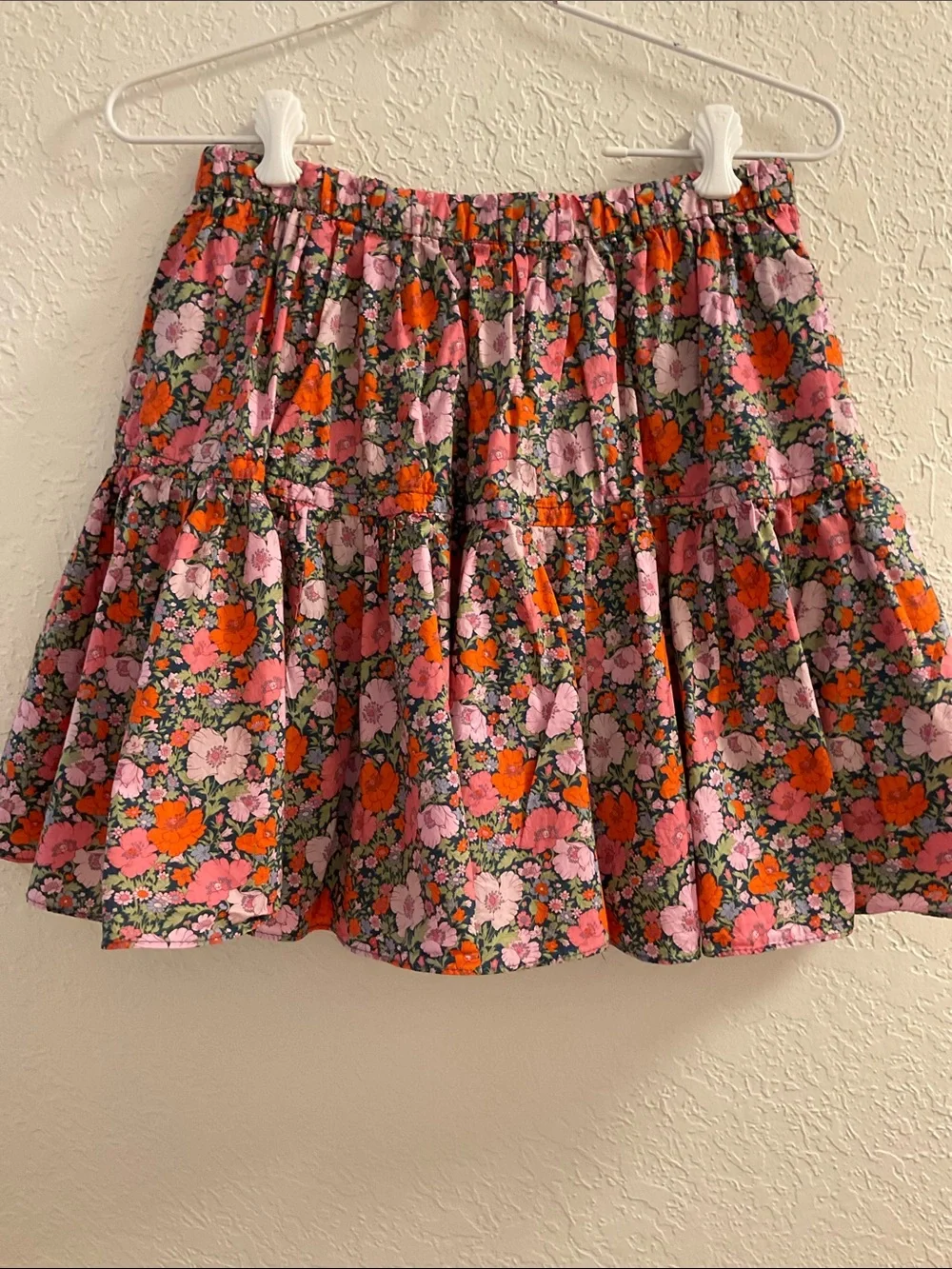 J. Crew 100% Cotton Liberty Floral Lined Pull-on Mini Skirt in Pink & Red